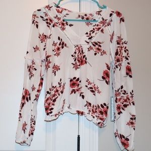 White Blouse With Flower Print
